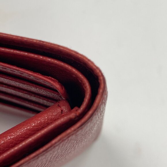 Yves Saint Laurent (YSL) Vintage Red Leather Compact Bifold Wallet - Preowned - Picture 9 of 11